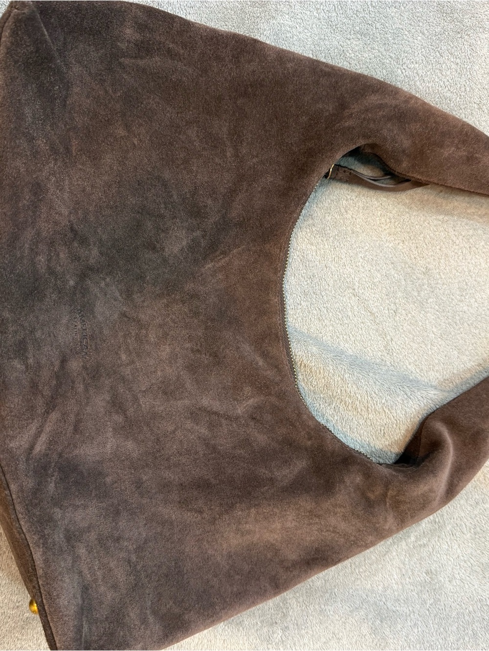 American Leather Brown Suede Hobo Shoulder Bag